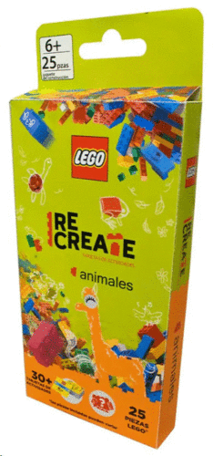 JUEGO INFANTIL RECREATE LEGO ANIMALES, CAJA DE CARTÓN