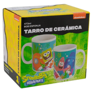 TARRO DE CERAMICA CON CAJA BOB ESPONJA 473 ML