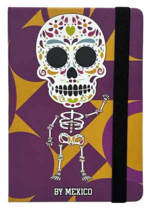 LIBRETA CALAVERA LACACHUM MORADA CON STICKERS