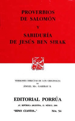 PROVERBIOS DE SALOMÓN Y SABIDURÍA DE JESÚS BEN SIRAK